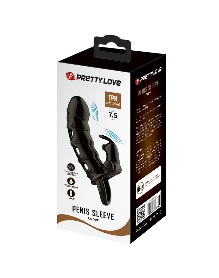 Male Sex Toys | Pretty Love Pretty Love - Cuper - Penis Sleeve Met Clitoris Stimulator - Zwart