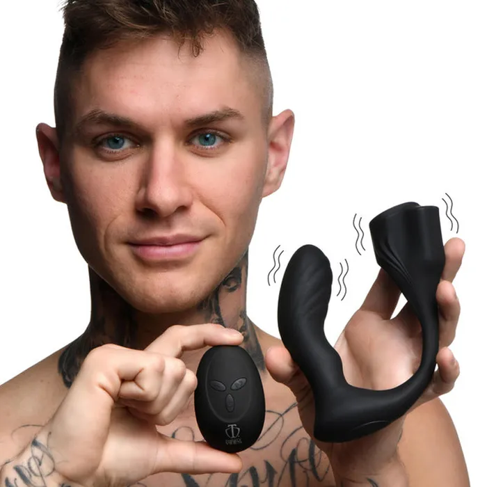 Male Sex Toys | XR Brand 7X Silicone Prostate Plug With Ball Stretcher And Remote