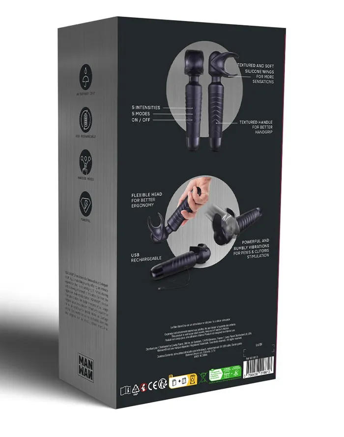 ManWan ManWan - Man.Wand EVO - Oplaadbare Masturbator èn Wand Vibrator - Black Plum | Vibrators