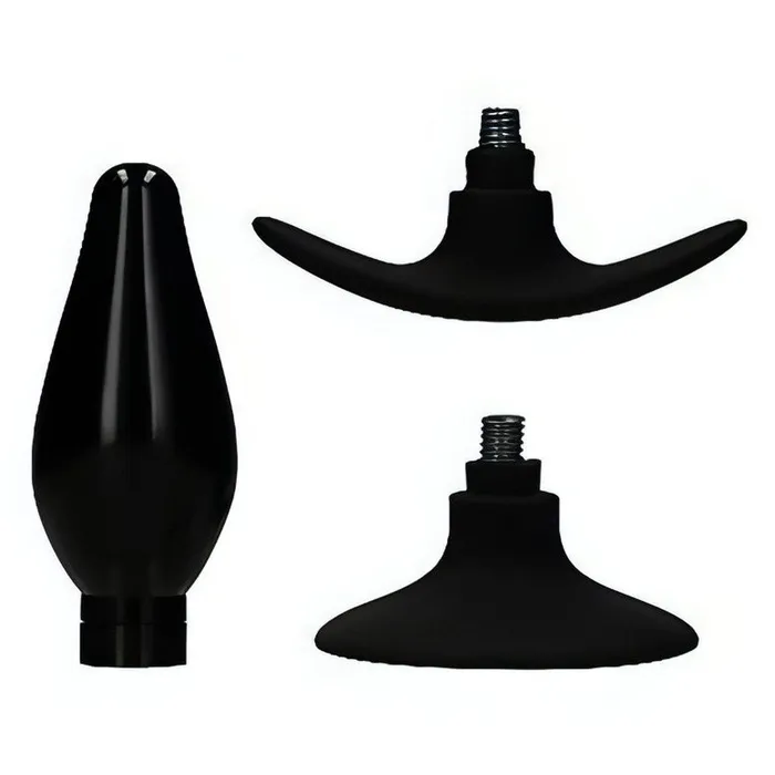 Ouch Anal Interchangeable Butt Plug Set Rounded Large Black