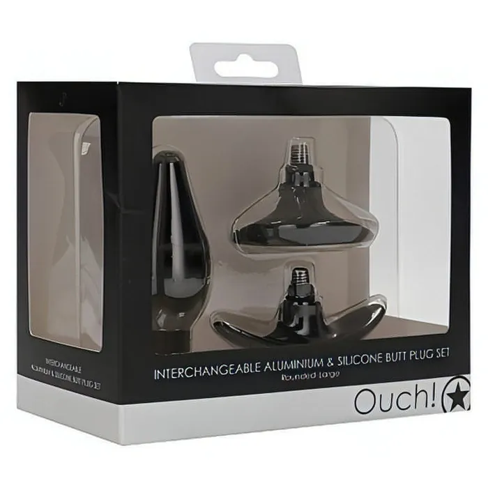 Ouch! Anal | Interchangeable Butt Plug Set - Rounded Large - Black