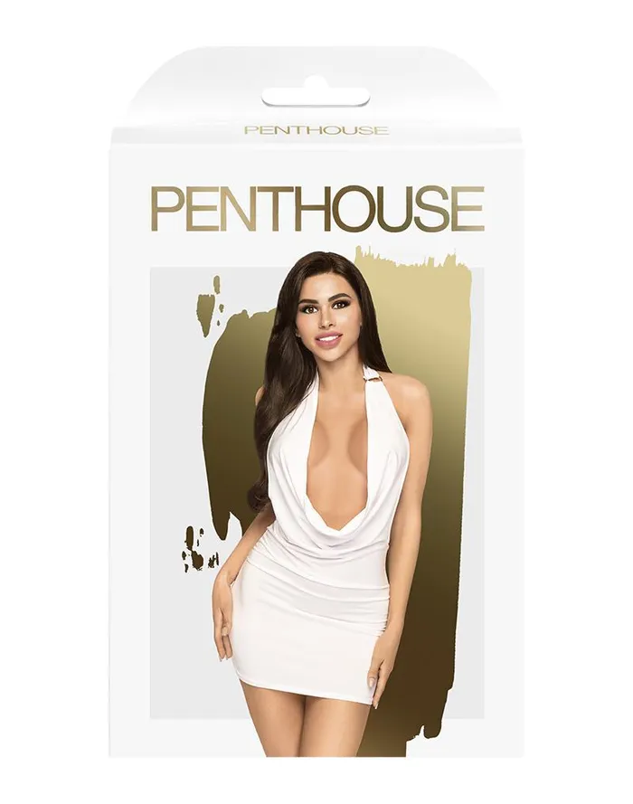 Penthouse - Mini Jurkje Met Open rug Heart Rob - Wit | Penthouse Female Sex Toys