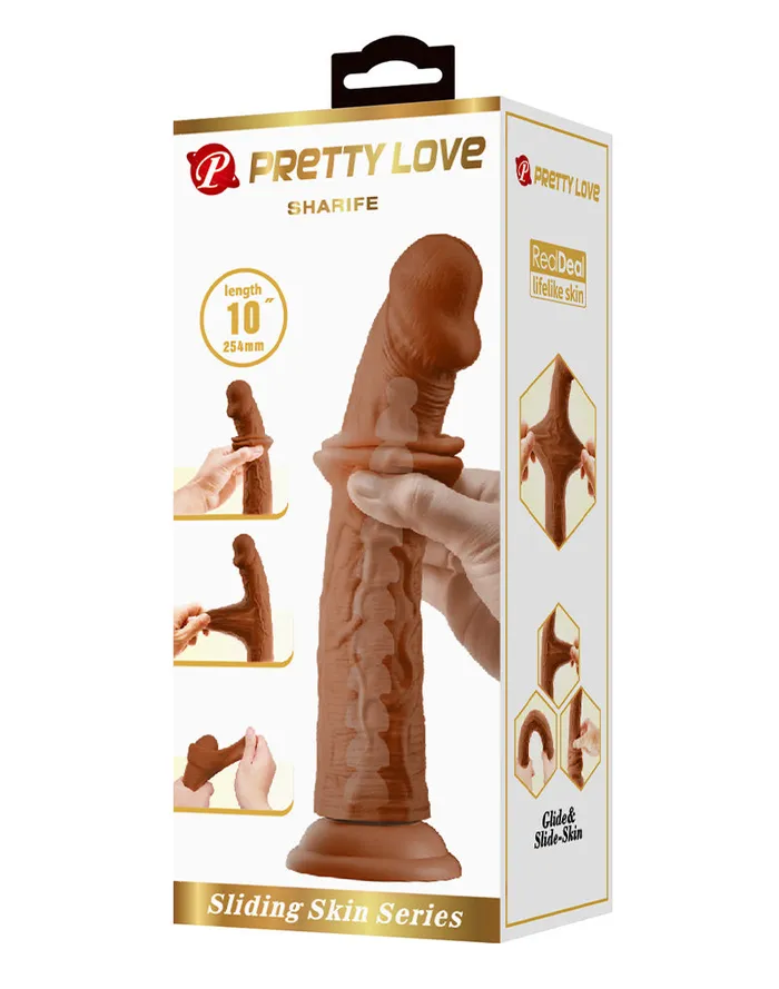 Pretty Love Pretty Love - Sharife - Sliding Skin Realistische Dildo - 25,4 cm - Bruin | Vibrators