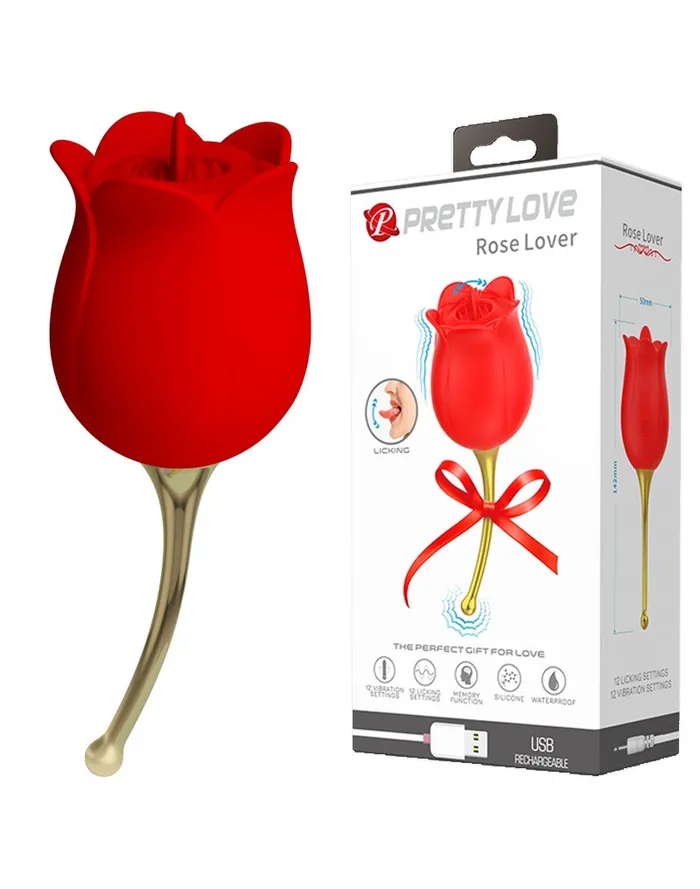 Pretty Love Vibrators | Pretty Love - Clitoris Vibrator Met likstimulator Rose Lover - Rood/Goud