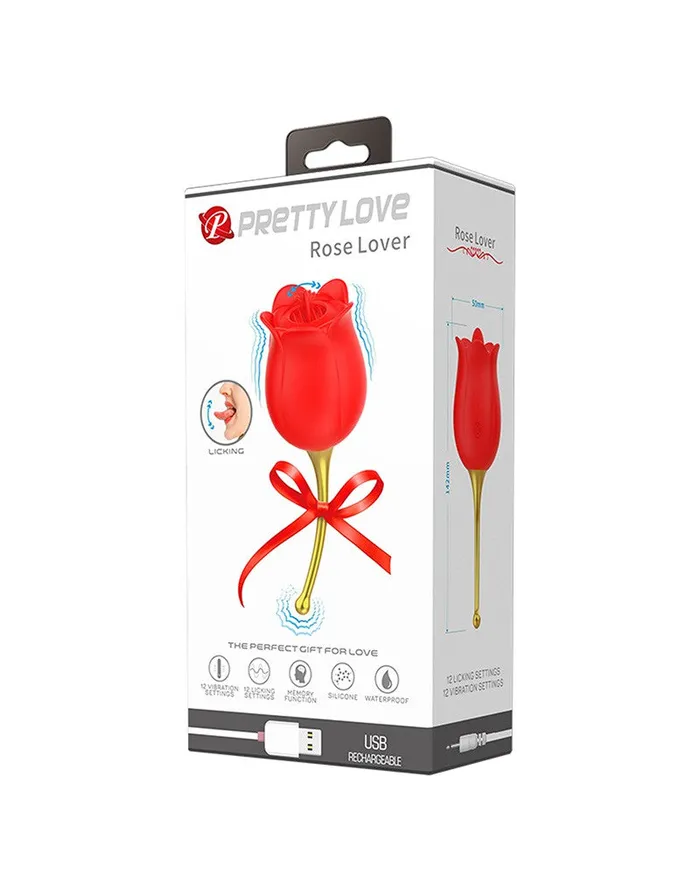 Pretty Love Vibrators | Pretty Love - Clitoris Vibrator Met likstimulator Rose Lover - Rood/Goud