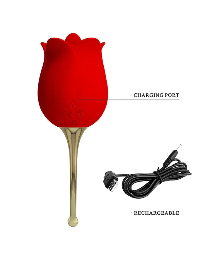 Pretty Love Vibrators | Pretty Love - Clitoris Vibrator Met likstimulator Rose Lover - Rood/Goud