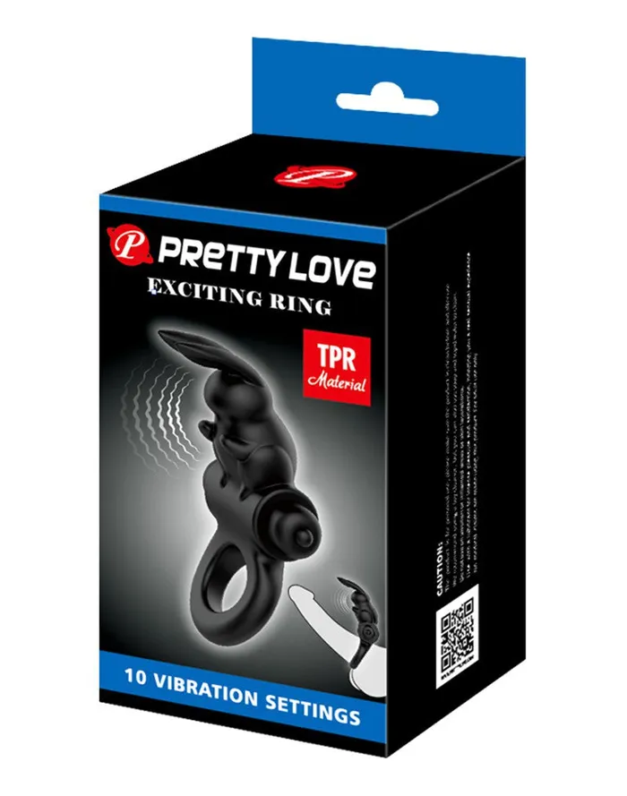 Pretty Love Vibrators | Pretty Love - Exciting Ring Vibrerende Cockring - Zwart