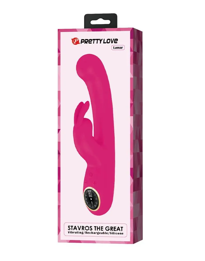 Pretty Love Vibrators | Pretty Love - Lamar - Rabbit Vibrator- Tarzan Vibrator - Met LCD Display - Roze