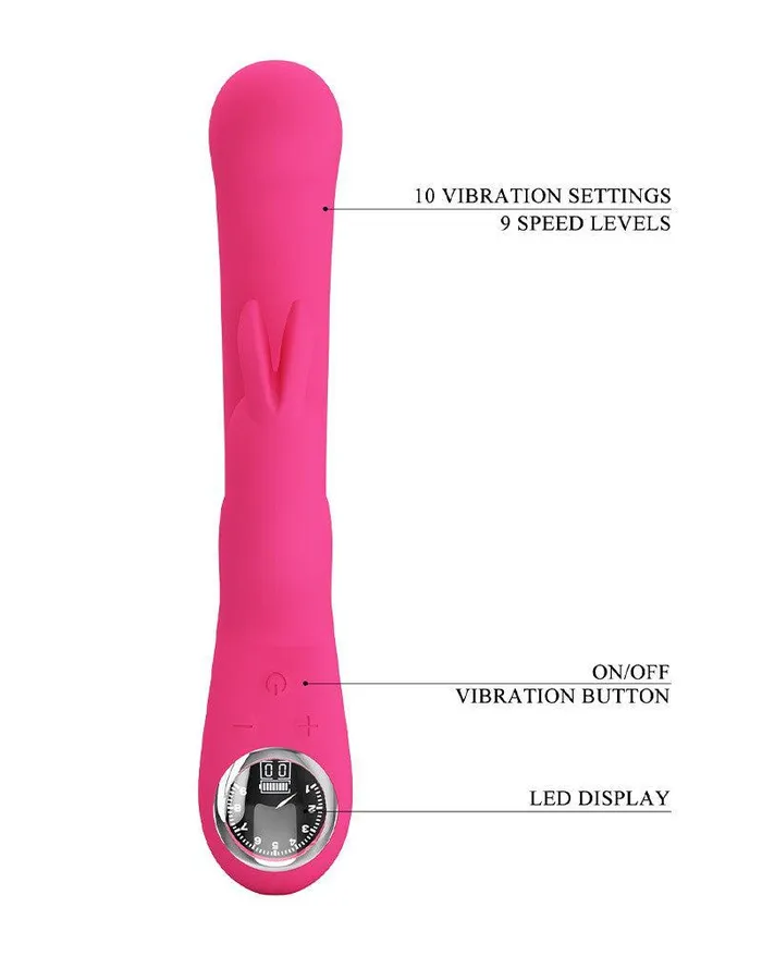 Pretty Love Vibrators | Pretty Love - Lamar - Rabbit Vibrator- Tarzan Vibrator - Met LCD Display - Roze