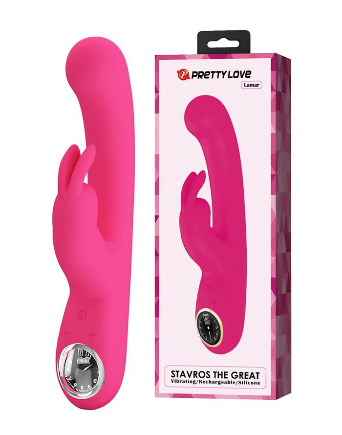 Pretty Love Vibrators | Pretty Love - Lamar - Rabbit Vibrator- Tarzan Vibrator - Met LCD Display - Roze