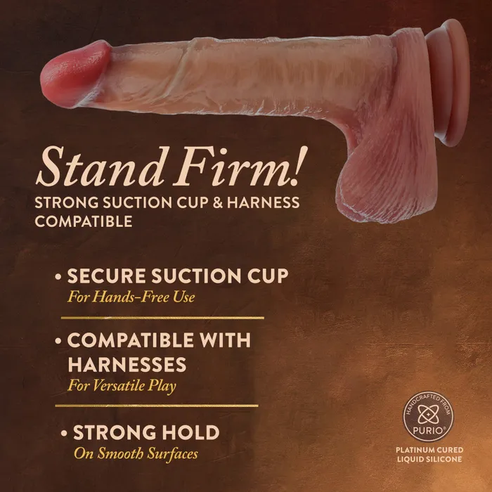 Renaissance By Blush | DaVinci 8 Inch Realistic Dildo With Sliding Foreskin & Squeezable Balls - Dual Density - Liquid Silicone - Tan | Honey’s Toy Dildos