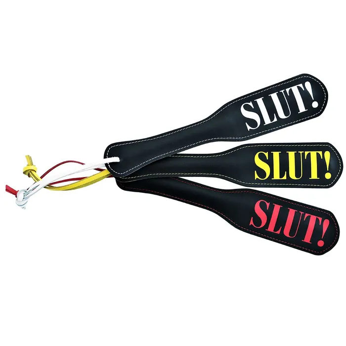 Restraints | Kiotos Kiotos Leather - Lederen Paddle Slut - Zwart/Wit