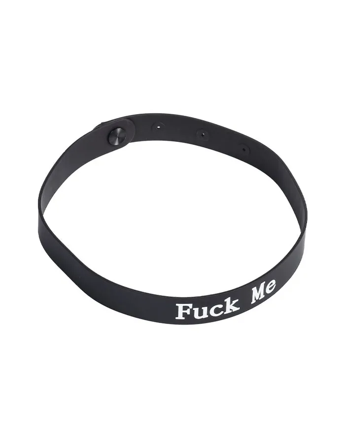 Rimba Rimba - Halsband - Collar Met Tekst - FUCK ME - Siliconen - Zwart | Vibrators