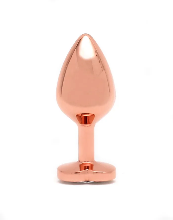 Rimba - Rosé Gouden Aluminium Buttplug Met Hartvormig Kristal | Rimba Vibrators