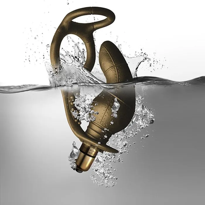 Rocks Off (D) Vibrators | Rocks-off - Dauntless - Cockring met Vibrerende Buttplug - 10 snelheden - Metallic Brons