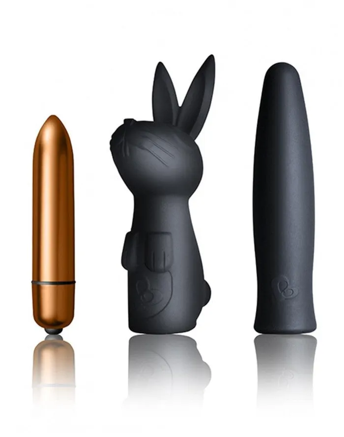 Rocks Off Female Sex Toys Rocksoff Truly Dark Desires Set Mini Vibrator Met Opzetstukken ZwartGoud