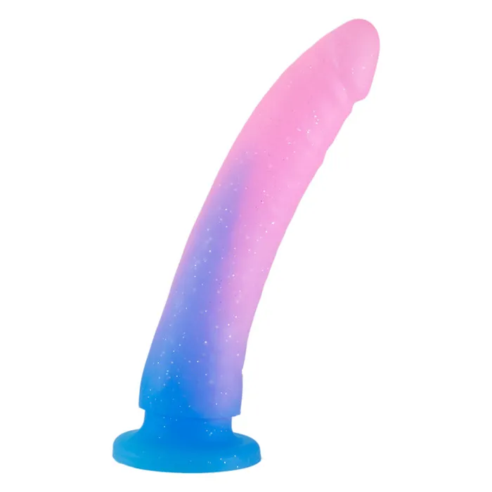 Sparkle Dong 4 With Suction Cup Blue and Pink 625 inch Packed In Sealed Foil Bags Love Toys Dildos