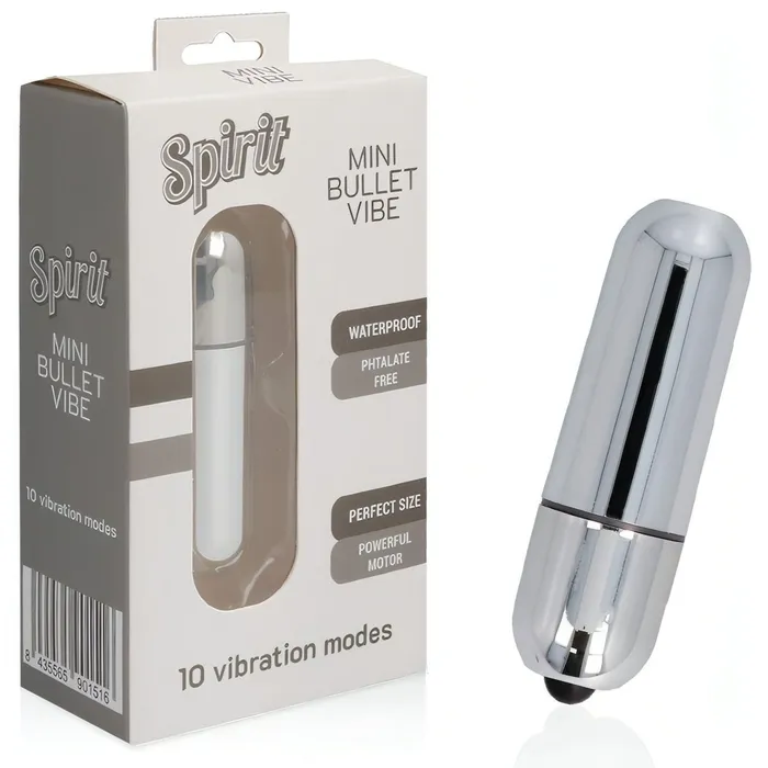 Spirit Female Sex Toys | Mini Bullet Vibe - Stimolatore Clitorideo con 10 diverse modalità di vibrazione - Argentato