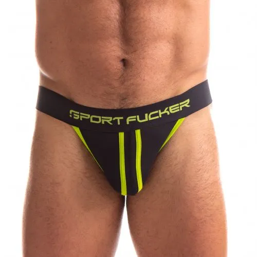 Sport Fucker Anal Sport Fucker Jersey Jockstrap Herenslip ZwartGeel