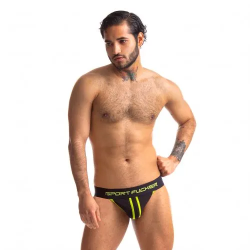 Sport Fucker Anal | Sport Fucker - Jersey Jockstrap Herenslip - Zwart/Geel