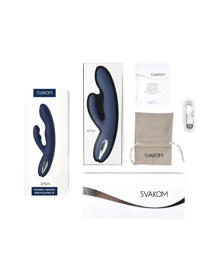 Svakom - Aylin - Rabbit Vibrator Met Vibrerende Tip - Blauw | SVAKOM Female Sex Toys