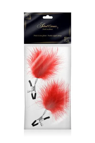 Sweet Caress - Tepelklemmen Met Rode Veertjes | Sweet Caress Vibrators