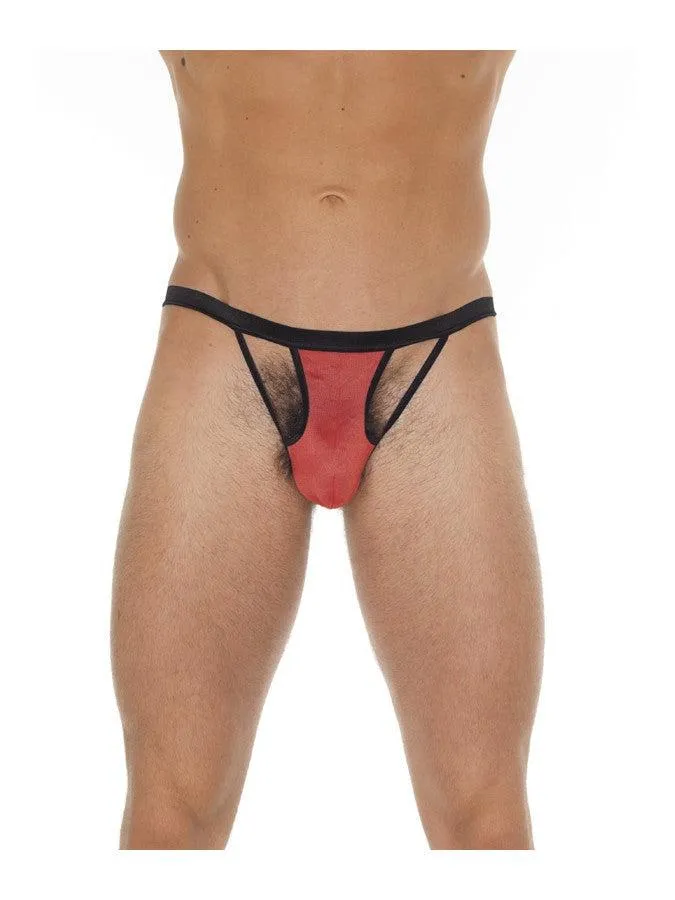 Teddies And Bodies Amorable by Rimba Amorable Erotische String Rood Zwarte Herenstring Met Opengewerkte Details Voorkant Mannen Slip One Size Polyamide