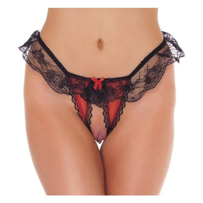 Teddies And Bodies Amorable by Rimba Amorable Open String Burlesque Tanga Met Open Kruis Rood Zwart One Size