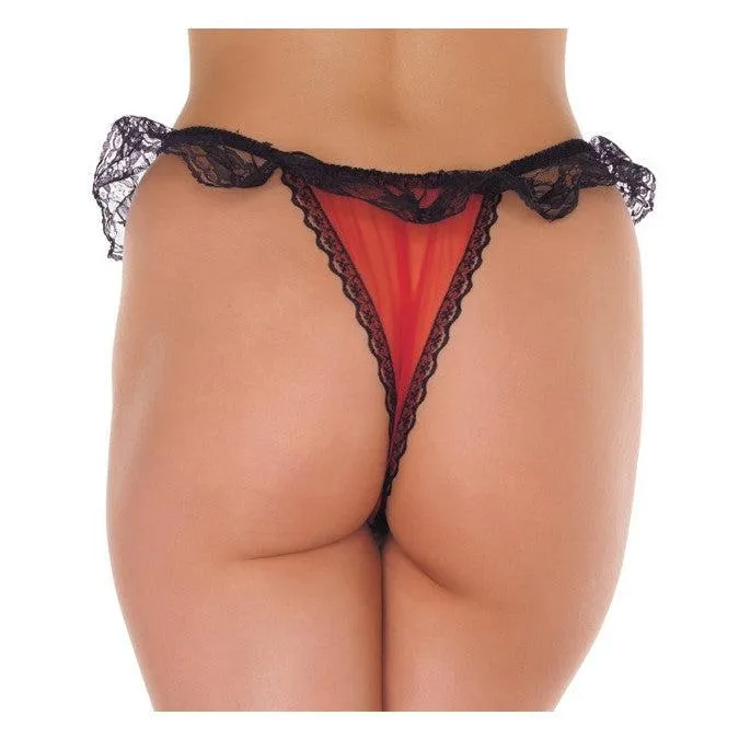 Teddies And Bodies | Amorable by Rimba Amorable - Open String - Burlesque Tanga Met Open Kruis - Rood Zwart - One Size