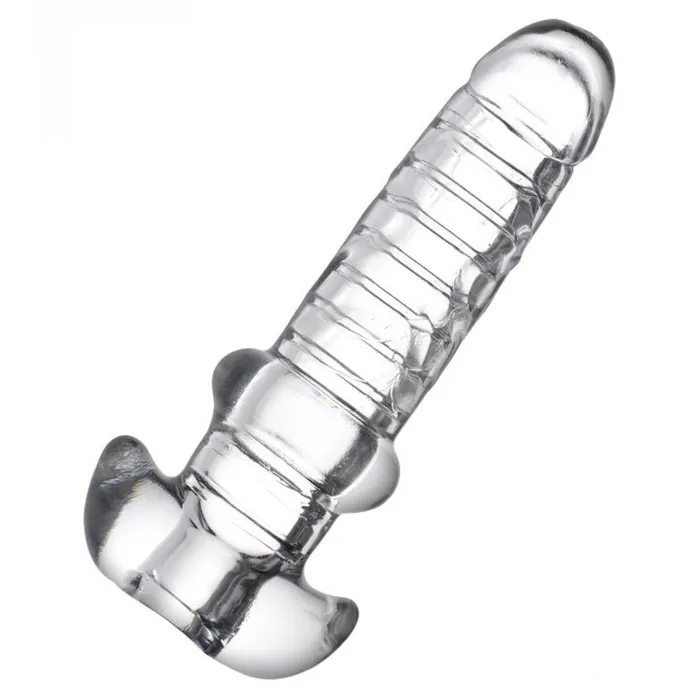 Tight Hole Clear Ribbed Penis Sheath | XR Brand Male Sex Toys