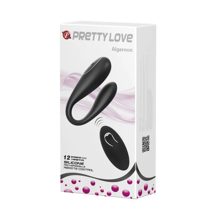 Vibratore di coppia nero Algernoon - 12 modalità di vibrazione, Ricaricabile, Silicone | Pretty Love Female Sex Toys