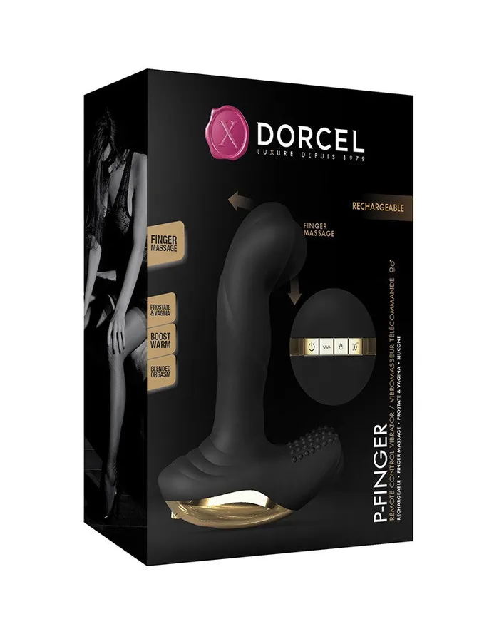 Vibrators | Dorcel Dorcel - P-Finger - Verwarmende Prostaat Vibrator - Met Afstandsbediening - Zwart