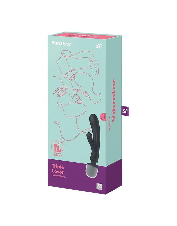 Vibrators | Satisfyer - Triple Lover - 2-in-1 Wand en Rabbit Vibrator - Zwart - Satisfyer