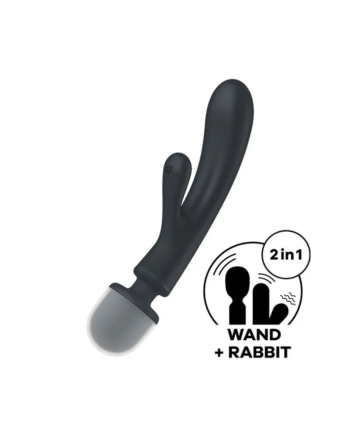 Vibrators | Satisfyer - Triple Lover - 2-in-1 Wand en Rabbit Vibrator - Zwart - Satisfyer