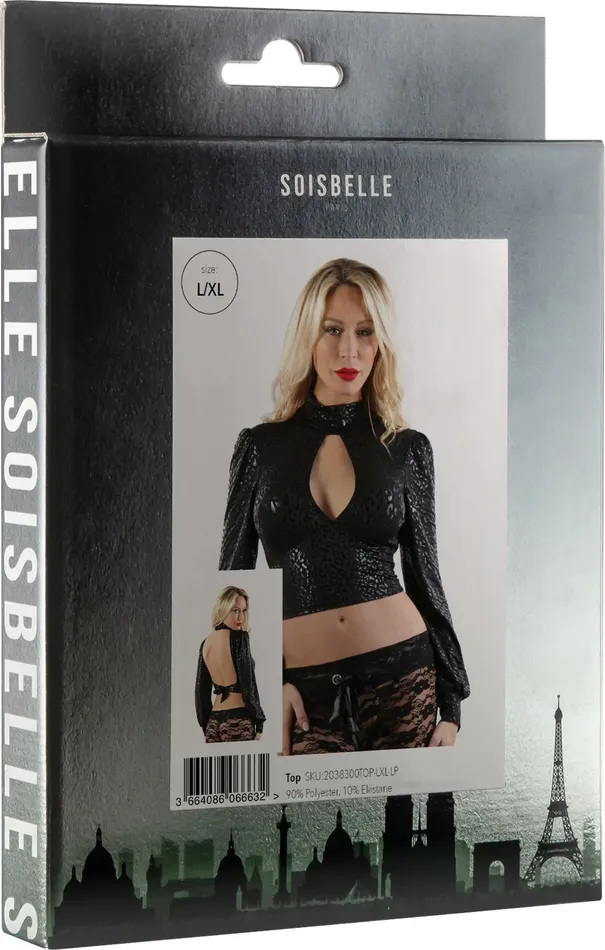 Vibrators | Soisbelle Paris Soisbelle Paris - Crop Top met Pofmouwen en Open Rug - Zwarte Panterprint