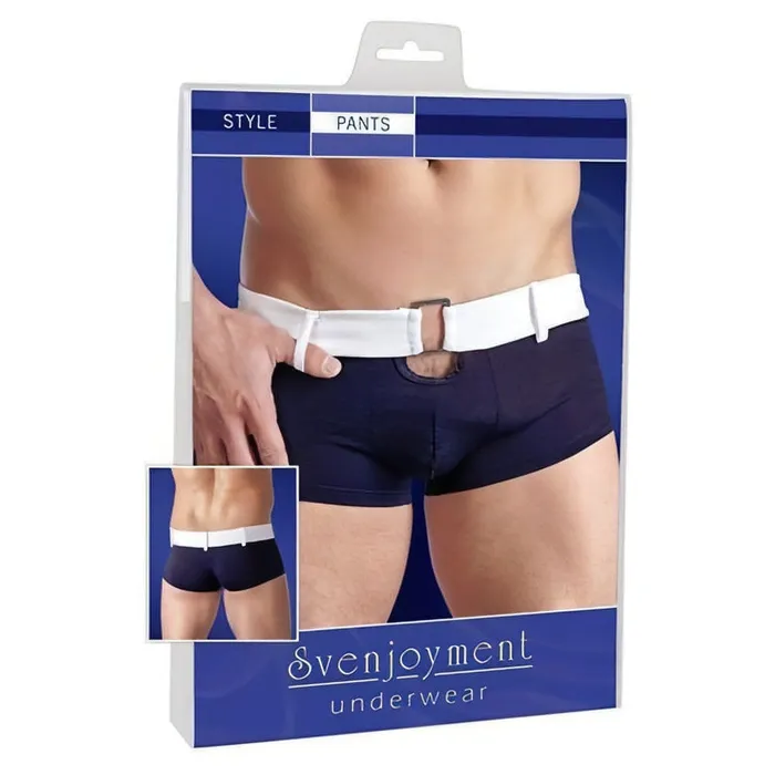 Vibrators Svenjoyment Underwear Boxer blue con bordatura bianca M