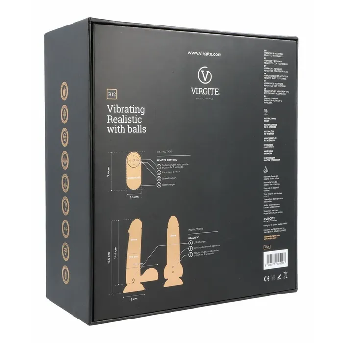 Virgite Dildos | Dildo Realistico Virgite R12 Nero 14,4 cm