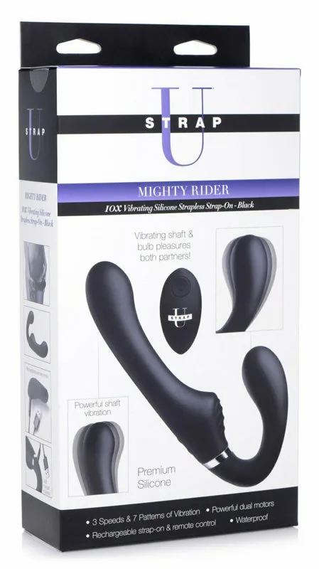 XR Brand Female Sex Toys Mighty Rider 10X Vibrating Silicone Strapless StrapOn