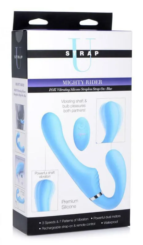 XR Brand Female Sex Toys | Mighty Rider 10X Vibrating Silicone Strapless Strap-On