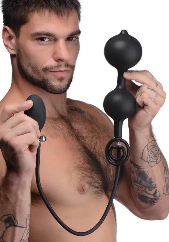 XR Brand Male Sex Toys | Devils Rattle Inflatable Silicone Anal Plug with Cock and Ball Ring