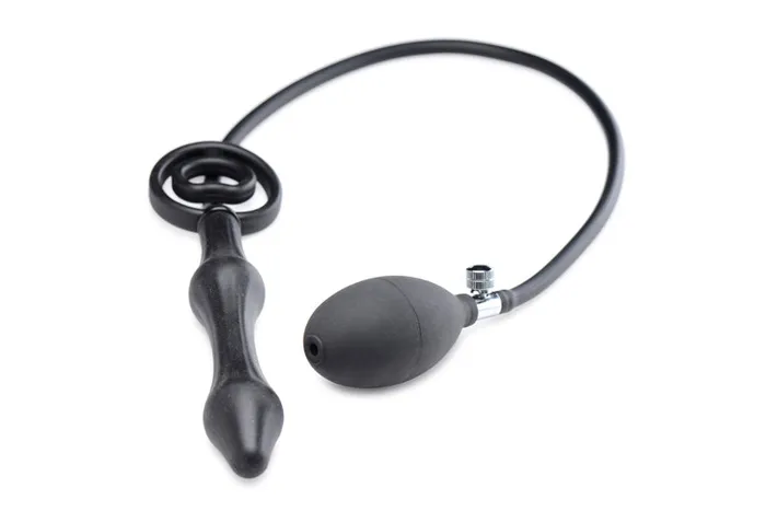 XR Brand Male Sex Toys | Devils Rattle Inflatable Silicone Anal Plug with Cock and Ball Ring