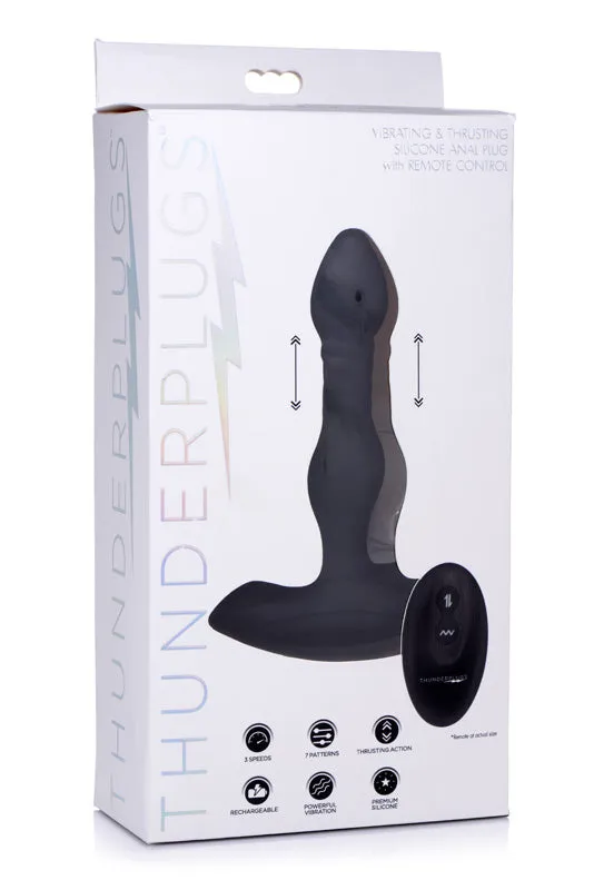 XR Brand Male Sex Toys Vibrating and Thrusting Remote Control Silicone Anal Plug