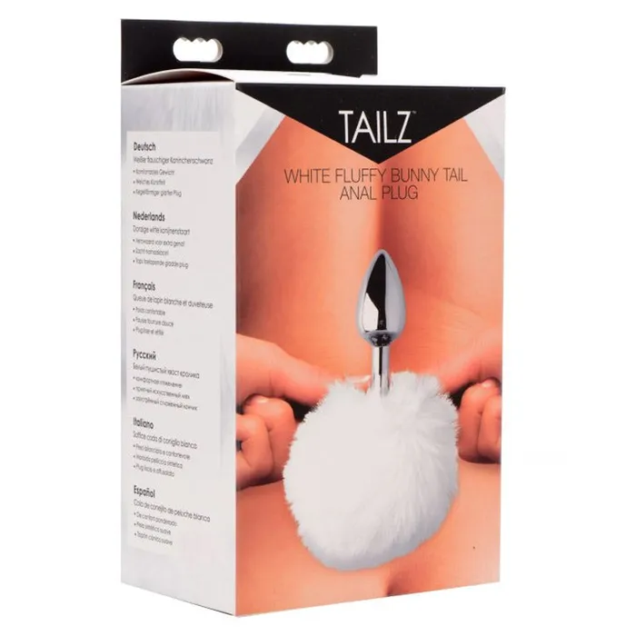 XR Brand Male Sex Toys White Fluffy Bunny Tail Anal Plug