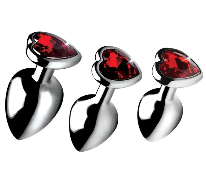 XR Brand Red Heart Gem Anal Plug Set | Anal