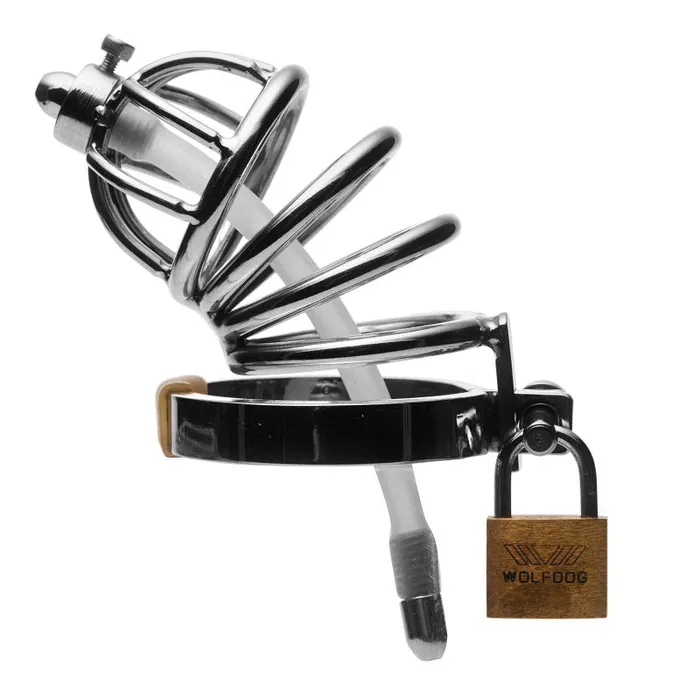 XR Brand Stainless Steel Chastity Cage With Silicone Urethral Plug | Male Sex Toys